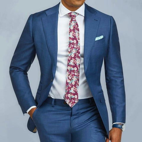 2 pieces Blue Formal Men Suit Slim Fit Single Breast Mens Suits Bespoke Groom Tuxedo Blazer for Wedding Prom Jacket Pants terno