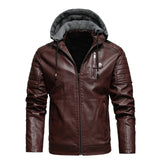 Men's Fleece Liner PU Leather Jackets Coats with Hood Autumn Winter Casual Motorcycle Jacket for Men Windbreaker Biker Jackets