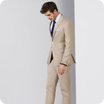 Beige Suit Men Wedding Suits For Men Elbow Patches Business Casual Groom Wear Tuxedo Slim Fit Male Blazers 2Pieces Jacket Pants