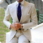Beige Suit Men Wedding Suits For Men Elbow Patches Business Casual Groom Wear Tuxedo Slim Fit Male Blazers 2Pieces Jacket Pants