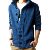 Cardigan Men's Sweater Fashion Knitted Stand Collar Sweater Men Clothig Long Sleeve Solid Color Button Cardigan Coat Ropa Hombre